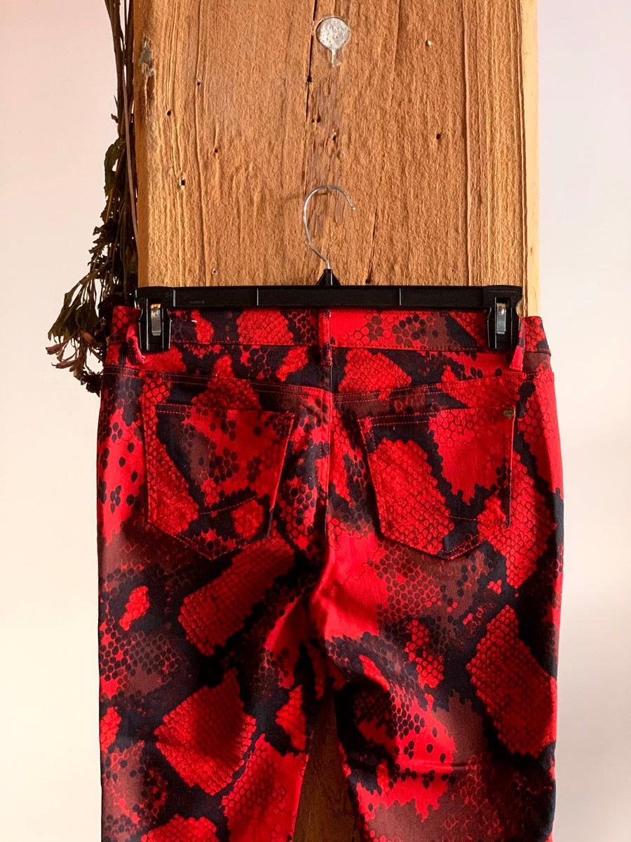 Red on sale snakeskin shorts